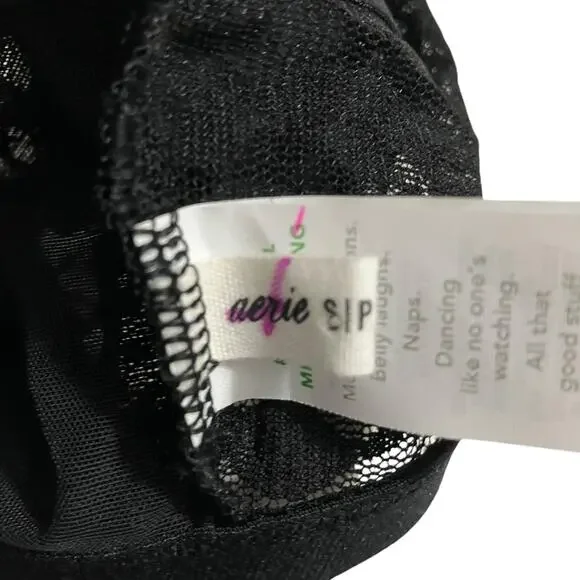 Aerie Womens Bralette Size Small Smoothez Black Floral Lace Scoop Pullover Bra - Picture 6 of 7